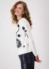 MONARI Off-White Knitted Jumper With Floral Knit | 409469 MONARI Off-White Knitted Jumper With Floral Knit | 409469