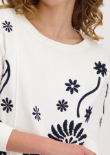 MONARI Off-White Knitted Jumper With Floral Knit | 409469
