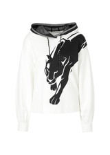 MARC CAIN SPORTS White And Black Oversized Sweatshirt With Panther Motif | YS 44.01 J51 MARC CAIN SPORTS White And Black Oversized Sweatshirt With Panther Motif | YS 44.01 J51