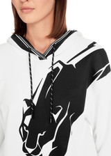 MARC CAIN SPORTS White And Black Oversized Sweatshirt With Panther Motif | YS 44.01 J51