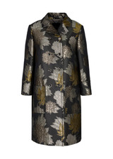 MARC CAIN COLLECTIONS Sage Powder Floral Jacquard Coat With Lurex | YC 11.06 W24