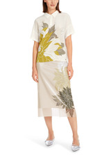 MARC CAIN COLLECTIONS Deep Pearl Silk Blouse With Floral Pattern | YC 55.02 J85