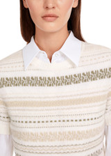 MARC CAIN COLLECTIONS Sage Powder Rethink Together Striped Pullover | YC 41.17 M17 MARC CAIN COLLECTIONS Sage Powder Rethink Together Striped Pullover | YC 41.17 M17