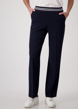 MONARI Blue Trousers With Their Elasticated Waistband | 409205 MONARI Blue Trousers With Their Elasticated Waistband | 409205