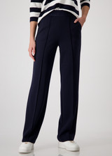 MONARI Deep Ocean Trousers With Script Waistband | 409332 MONARI Deep Ocean Trousers With Script Waistband | 409332
