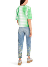 MARC CAIN SPORTS Dark Apple Green Striped T-Shirt With 3/4 Sleeves | YS 48.03 J21 MARC CAIN SPORTS Dark Apple Green Striped T-Shirt With 3/4 Sleeves | YS 48.03 J21