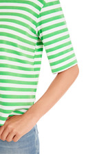 MARC CAIN SPORTS Dark Apple Green Striped T-Shirt With 3/4 Sleeves | YS 48.03 J21 MARC CAIN SPORTS Dark Apple Green Striped T-Shirt With 3/4 Sleeves | YS 48.03 J21