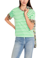 MARC CAIN SPORTS Dark Apple Green Striped T-Shirt With 3/4 Sleeves | YS 48.03 J21 MARC CAIN SPORTS Dark Apple Green Striped T-Shirt With 3/4 Sleeves | YS 48.03 J21