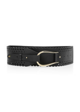 MARC CAIN COLLECTIONS Black Leather Belt With Perforated Pattern | YC G1.08 L43 MARC CAIN COLLECTIONS Black Leather Belt With Perforated Pattern | YC G1.08 L43