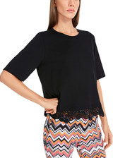 MARC CAIN COLLECTIONS Black T-Shirt With Delicate Lace | YC 48.36 J14 MARC CAIN COLLECTIONS Black T-Shirt With Delicate Lace | YC 48.36 J14