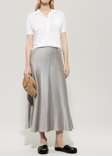 LUISA CERANO Gray Satin Skirt | 518279/3710-0151 LUISA CERANO Gray Satin Skirt | 518279/3710-0151