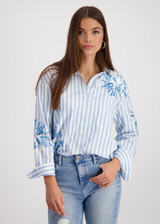 MONARI Blue Striped Blouse With Sequins | 409145