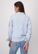 MONARI Blue Striped Blouse With Sequins | 409145 MONARI Blue Striped Blouse With Sequins | 409145