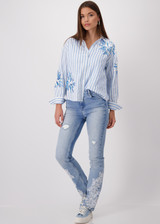 MONARI Blue Striped Blouse With Sequins | 409145