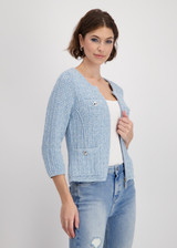 MONARI Blue Tweed Cardigan | 409286 MONARI Blue Tweed Cardigan | 409286