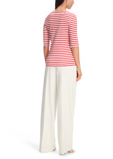 MARC CAIN ADDITIONS Flame Red Striped T-Shirt Made Of Cotton Rib | YA 48.09 J90 MARC CAIN ADDITIONS Flame Red Striped T-Shirt Made Of Cotton Rib | YA 48.09 J90