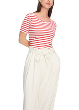 MARC CAIN ADDITIONS Flame Red Striped T-Shirt Made Of Cotton Rib | YA 48.09 J90 MARC CAIN ADDITIONS Flame Red Striped T-Shirt Made Of Cotton Rib | YA 48.09 J90