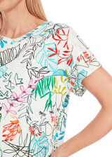 MARC CAIN COLLECTIONS Breath Oversized T-Shirt With Leaf Design | YC 48.67 J51 MARC CAIN COLLECTIONS Breath Oversized T-Shirt With Leaf Design | YC 48.67 J51