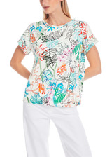 MARC CAIN COLLECTIONS Breath Oversized T-Shirt With Leaf Design | YC 48.67 J51 MARC CAIN COLLECTIONS Breath Oversized T-Shirt With Leaf Design | YC 48.67 J51