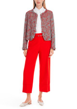 MARC CAIN COLLECTIONS Flame Red Bolero In Melé - 100% Cotton | YC 31.18 W61 MARC CAIN COLLECTIONS Flame Red Bolero In Melé - 100% Cotton | YC 31.18 W61