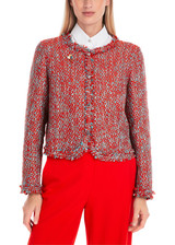 MARC CAIN COLLECTIONS Flame Red Bolero In Melé - 100% Cotton | YC 31.18 W61 MARC CAIN COLLECTIONS Flame Red Bolero In Melé - 100% Cotton | YC 31.18 W61