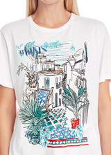 MARC CAIN COLLECTIONS White 100% Cotton T-Shirt With Print | YC 48.10 J56 MARC CAIN COLLECTIONS White 100% Cotton T-Shirt With Print | YC 48.10 J56