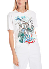 MARC CAIN COLLECTIONS White 100% Cotton T-Shirt With Print | YC 48.10 J56 MARC CAIN COLLECTIONS White 100% Cotton T-Shirt With Print | YC 48.10 J56