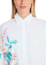 MARC CAIN COLLECTIONS White Organic Cotton Shirt Blouse With Print | YC 51.34 W94 MARC CAIN COLLECTIONS White Organic Cotton Shirt Blouse With Print | YC 51.34 W94