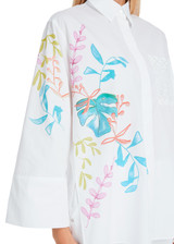 MARC CAIN COLLECTIONS White Organic Cotton Shirt Blouse With Print | YC 51.34 W94 MARC CAIN COLLECTIONS White Organic Cotton Shirt Blouse With Print | YC 51.34 W94