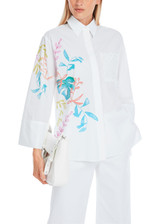 MARC CAIN COLLECTIONS White Organic Cotton Shirt Blouse With Print | YC 51.34 W94 MARC CAIN COLLECTIONS White Organic Cotton Shirt Blouse With Print | YC 51.34 W94