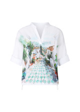 MARC CAIN COLLECTIONS White 100% Cotton Blouse With Print | YC 55.06 J52 MARC CAIN COLLECTIONS White 100% Cotton Blouse With Print | YC 55.06 J52