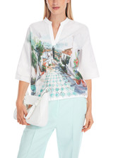 MARC CAIN COLLECTIONS White 100% Cotton Blouse With Print | YC 55.06 J52 MARC CAIN COLLECTIONS White 100% Cotton Blouse With Print | YC 55.06 J52