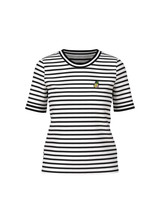 MARC CAIN SPORTS White And Black Striped Ribbed T-Shirt | YS 48.46 J90 MARC CAIN SPORTS White And Black Striped Ribbed T-Shirt | YS 48.46 J90