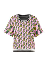MARC CAIN SPORTS Fresh Pink T-Shirt With Pineapples And Stripes | YS 48.50 J72 MARC CAIN SPORTS Fresh Pink T-Shirt With Pineapples And Stripes | YS 48.50 J72