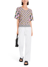 MARC CAIN SPORTS Fresh Pink T-Shirt With Pineapples And Stripes | YS 48.50 J72 MARC CAIN SPORTS Fresh Pink T-Shirt With Pineapples And Stripes | YS 48.50 J72