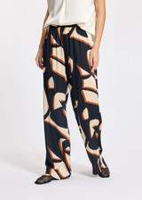 LAUREN VIDAL Graphic Flowing Graphic Viscose Pants With Elastic Waist | ALISA
