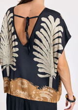 LAUREN VIDAL Night Patterned Viscose Crop Top With Tie-Back V-Neck | CARA LAUREN VIDAL Night Patterned Viscose Crop Top With Tie-Back V-Neck | CARA