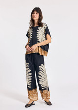 LAUREN VIDAL Night Patterned Viscose Crop Top With Tie-Back V-Neck | CARA LAUREN VIDAL Night Patterned Viscose Crop Top With Tie-Back V-Neck | CARA