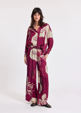 LAUREN VIDAL Raspberry Plant Print Viscose Shirt With Tone-On-Tone Buttons | DINA