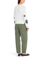 MARC CAIN SPORTS White And Black Raglan Sweater With Panther Motif | YS 41.21 M52 MARC CAIN SPORTS White And Black Raglan Sweater With Panther Motif | YS 41.21 M52