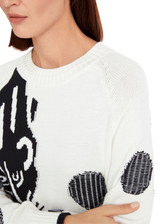 MARC CAIN SPORTS White And Black Raglan Sweater With Panther Motif | YS 41.21 M52 MARC CAIN SPORTS White And Black Raglan Sweater With Panther Motif | YS 41.21 M52