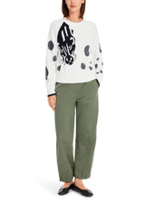 MARC CAIN SPORTS White And Black Raglan Sweater With Panther Motif | YS 41.21 M52 MARC CAIN SPORTS White And Black Raglan Sweater With Panther Motif | YS 41.21 M52