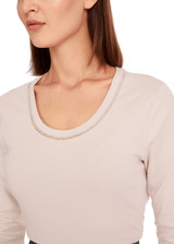 MARC CAIN COLLECTIONS Deep Pearl T-Shirt With Pearl Embellishment | YC 48.25 J15 MARC CAIN COLLECTIONS Deep Pearl T-Shirt With Pearl Embellishment | YC 48.25 J15