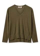 MOS MOSH Burnt Olive Mmtani V-Neck Knit | 158970