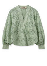 MOS MOSH Smoke Green Mmyen Lace Blouse | 159580