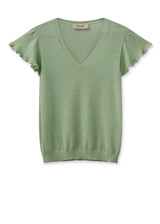 MOS MOSH Smoke Green Mmganna V-Neck Knit Top | 158900