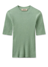 MOS MOSH Smoke Green Mmrelena Rib Ss Crew Neck Knit | 158950