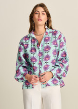 POM Violet Flower Aqua Blouse | SP7728 POM Violet Flower Aqua Blouse | SP7728