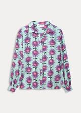 POM Violet Flower Aqua Blouse | SP7728