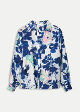 POM Violet Crane Birds Blue Blouse | SP7729